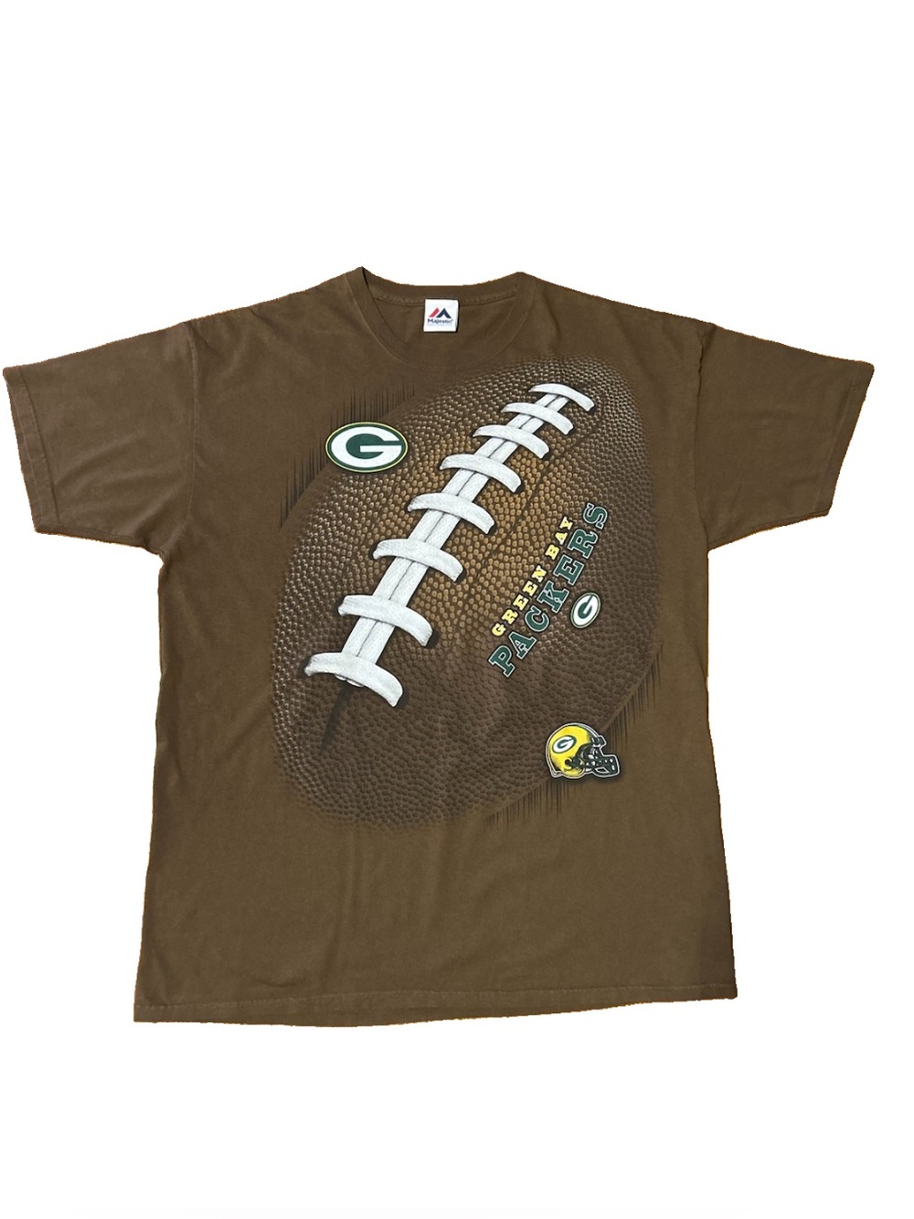 Vintage Y2K Green Bay Packers Brown Football T-Shirt Size 2XL XXL Majestic NFL